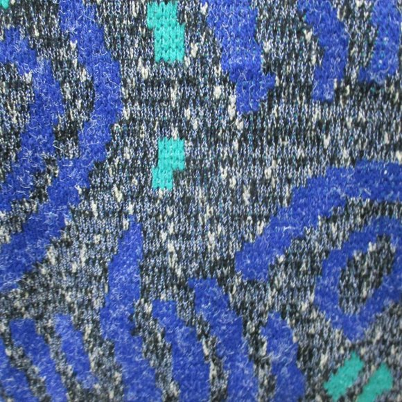 Men's Blue and Green Patterned Crewneck Sweater - Picture 5 of 12